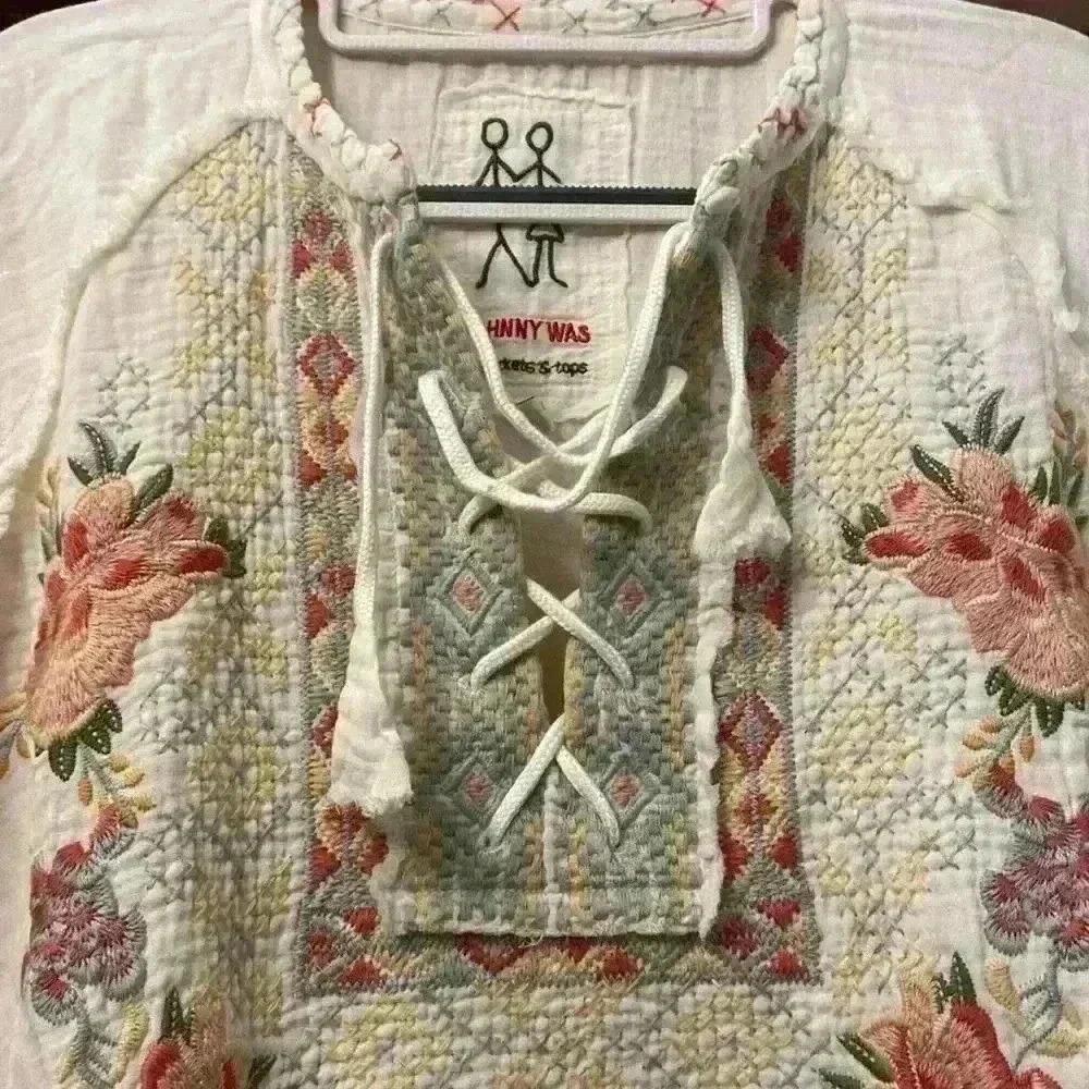 Johnny Was For Sundance Joanne Gauze Embroidered Blouse -Boho. Size Small - Picture 4 of 9